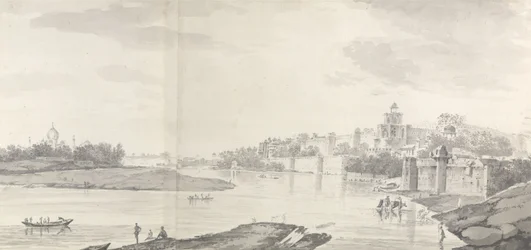 Ein Blick auf das Fort von Agra am Fluss Jumna von Nordosten, ca. 1783